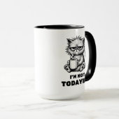 Grumpy Cat mit Coffee Funny Lazy Cartoon Style Tasse (VorderseiteRechts)