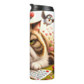 Grumpy Cat mit einem Brief Thermosbecher (Nach rechts gedreht)