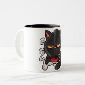 Grumpy Cat mit Kaffee Zweifarbige Tasse (Vorderseite Links)