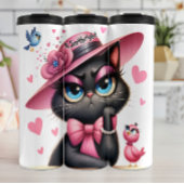 Grumpy Cat mit rosa Hut Thermosbecher