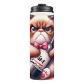 Grumpy Cat mit Wein und Rose Thermosbecher (Vorderseite)