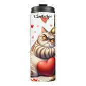 Grumpy Cat mit Weinflasche Thermosbecher (Vorderseite)