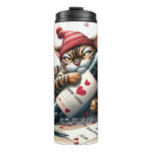 Grumpy Cat mit Weinflasche Thermosbecher (Vorderseite)