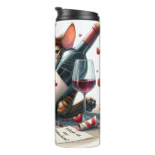 Grumpy Cat mit Weinflasche Thermosbecher (Nach rechts gedreht)