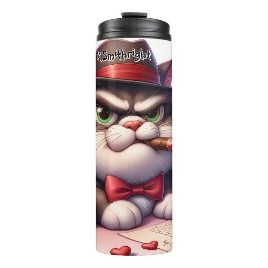 Grumpy Cat Mobster mit Cigar Thermosbecher (Vorderseite)