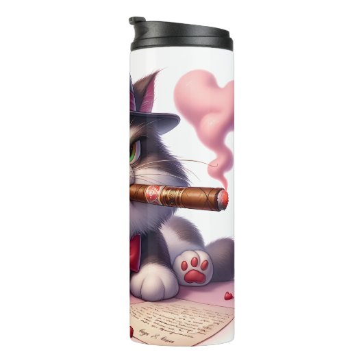 Grumpy Cat Mobster mit Cigar Thermosbecher (Nach rechts gedreht)