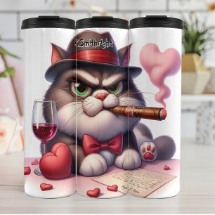 Grumpy Cat Mobster mit Cigar Thermosbecher