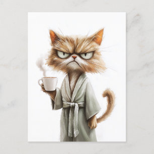 Grumpy Cat Needs Kaffee Feiertagspostkarte