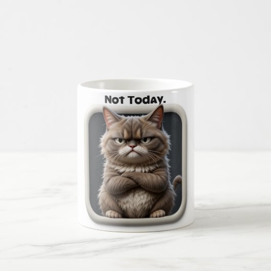 Grumpy Cat "Not Today" Funny Angry Cat Design Kaffeetasse (Mittel)