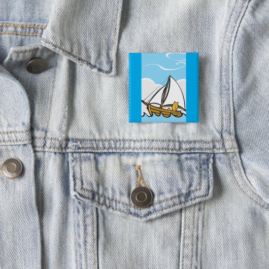 Grumpy Cat on Sailboat Funny Nautical Cartoon Button (Beispiel)