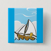 Grumpy Cat on Sailboat Funny Nautical Cartoon Button (Vorderseite)