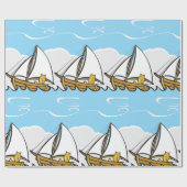 Grumpy Cat on Sailboat Funny Nautical Cartoon Geschenkpapier (Flach)