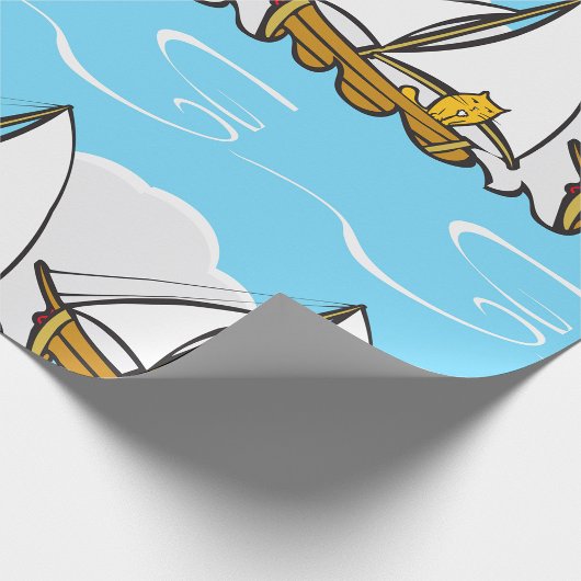 Grumpy Cat on Sailboat Funny Nautical Cartoon Geschenkpapier