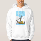 Grumpy Cat on Sailboat Funny Nautical Cartoon Hoodie (Vorderseite)