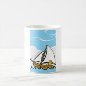 Grumpy Cat on Sailboat Funny Nautical Cartoon Kaffeetasse (Mittel)