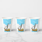 Grumpy Cat on Sailboat Funny Nautical Cartoon Pappbecher