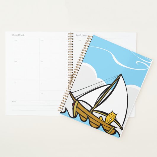 Grumpy Cat on Sailboat Funny Nautical Cartoon Planer (Anzeige)