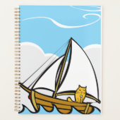 Grumpy Cat on Sailboat Funny Nautical Cartoon Planer (Vorderseite)