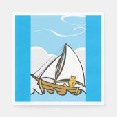 Grumpy Cat on Sailboat Funny Nautical Cartoon Serviette (Vorderseite)