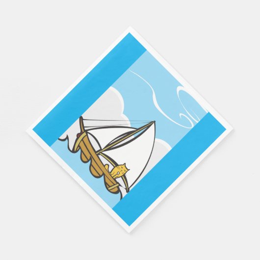 Grumpy Cat on Sailboat Funny Nautical Cartoon Serviette (Ecke)