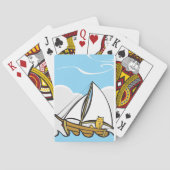 Grumpy Cat on Sailboat Funny Nautical Cartoon Spielkarten (Rückseite)