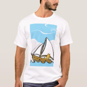 Grumpy Cat on Sailboat Funny Nautical Cartoon T-Shirt (Vorderseite)