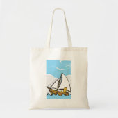Grumpy Cat on Sailboat Funny Nautical Cartoon Tragetasche (Vorne)