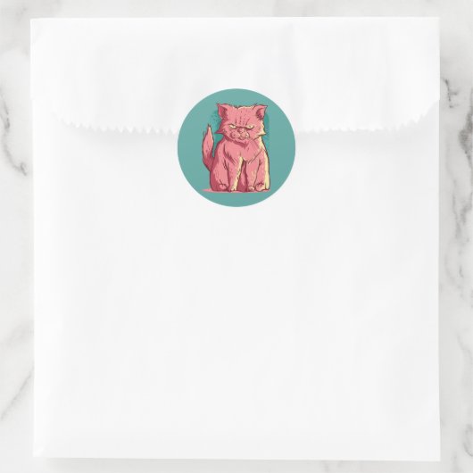 Grumpy Cat Runder Aufkleber (Tasche)