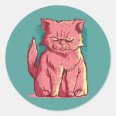 Grumpy Cat Runder Aufkleber (Vorderseite)