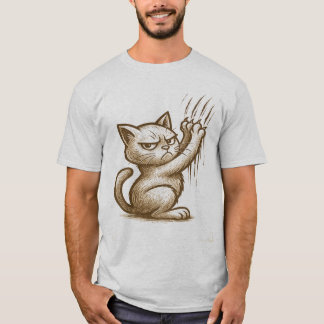 Grumpy Cat Scratch Attack - Expressive Feline Art T-Shirt