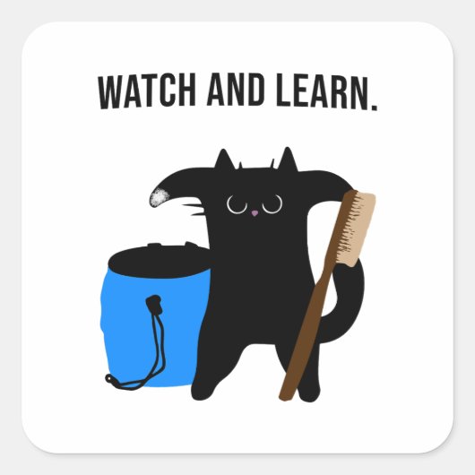 Grumpy Cat Teaches Climbing Collection Quadratischer Aufkleber (Vorderseite)
