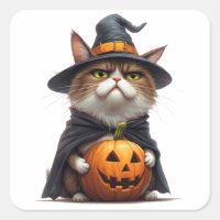 Grumpy Cat trägt Kürbis-Hexen-Outfit 🎃