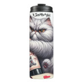 Grumpy Cat Umarmung Weinflasche Thermosbecher (Vorderseite)