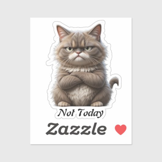 Grumpy Cat Vinyl Sticker - "Not Today" Mood Decal (Blatt)