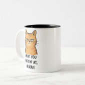 Grumpy Cat –“What You Lookin’ At, Human” Funny Zweifarbige Tasse (Vorderseite Links)