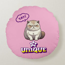 Grumpy Cat "YAY! Ich bin einzigartig" Lustig  Rundes Kissen