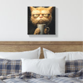 Grumpy Cat's Morgenkaffee Leinwanddruck (Insitu (Schlafzimmer))