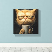 Grumpy Cat's Morgenkaffee Leinwanddruck (Insitu (Holzboden))