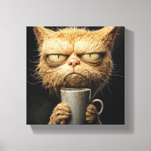 Grumpy Cat's Morgenkaffee Leinwanddruck (Vorderseite)