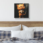 Grumpy Cat's Morgenkaffee Leinwanddruck (Insitu (Schlafzimmer))