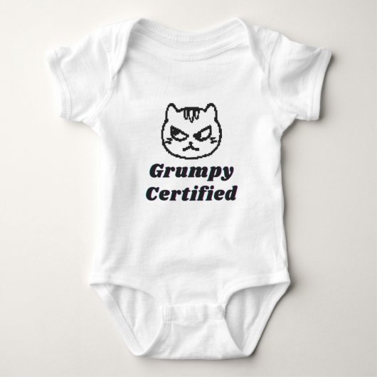 "Grumpy Certified" Funny Cat Meme Design Baby Strampler (Vorderseite)