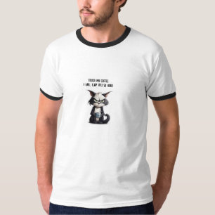 Grumpy Chat mit Coffee Cup Funny T-Shirt