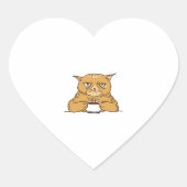 Grumpy Chat mit Kaffee Herz-Aufkleber (Vorderseite)