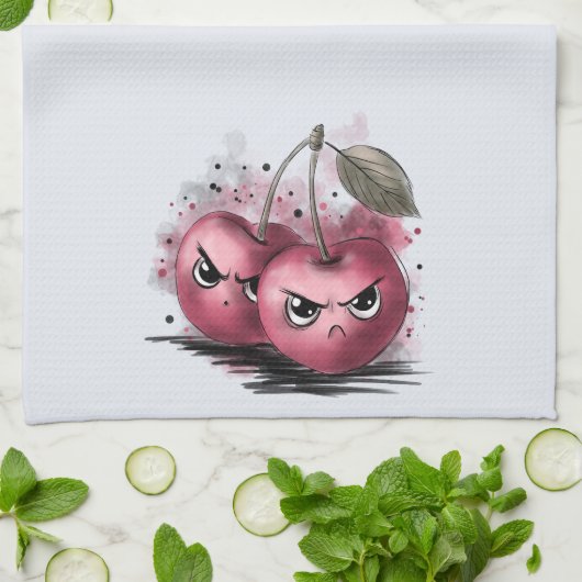 Grumpy Cherries Geschirrtuch (Gefaltet)