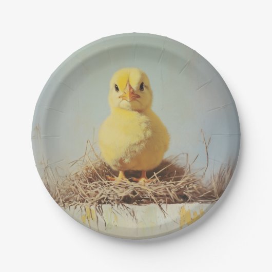 Grumpy Chick in Nest Pappteller (Vorderseite)