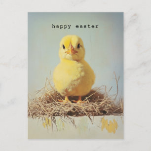 Grumpy Chick in Nest Postkarte
