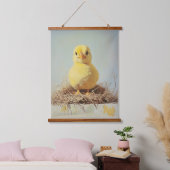 Grumpy Chick in Nest Wandteppich Mit Holzrahmen (Schlafzimmer)