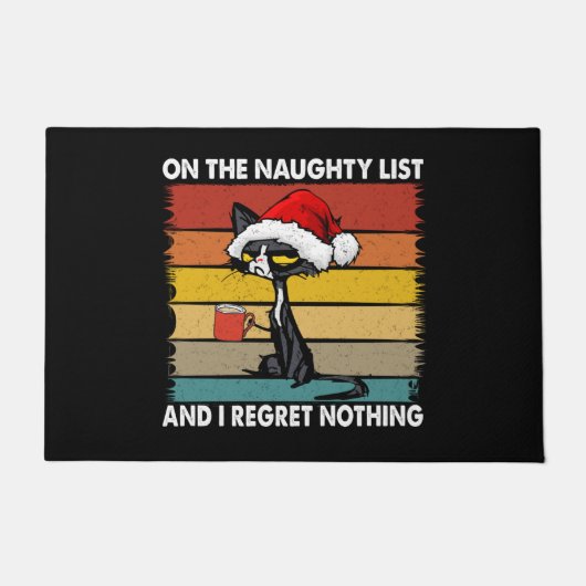 Grumpy Christmas Cat auf der Naughty List Fußmatte (Vorderseite)