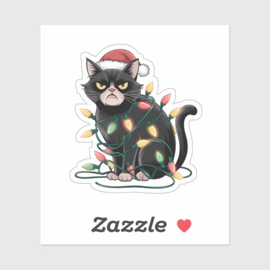 Grumpy Christmas Cat Aufkleber (Blatt)