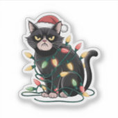 Grumpy Christmas Cat Aufkleber (Vorderseite)